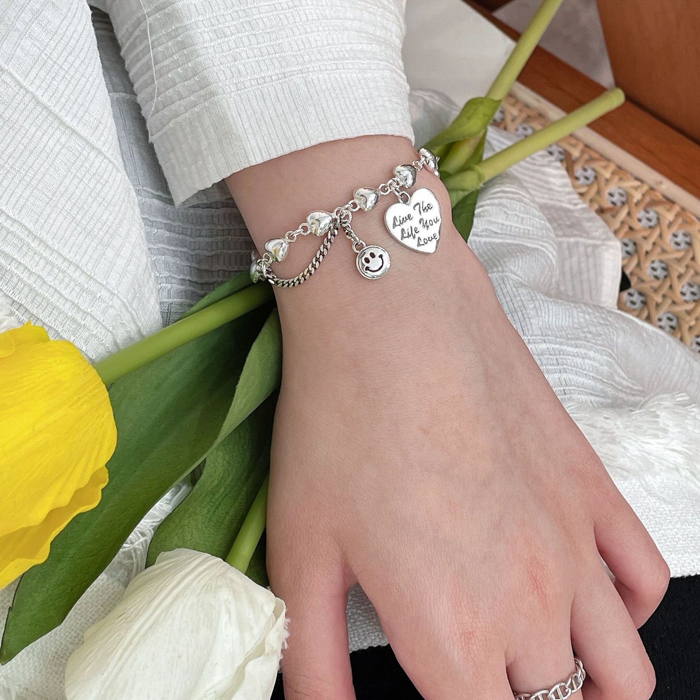 Bracelets de style luxe abordables pour femmes en argent sterling avec petit cœur