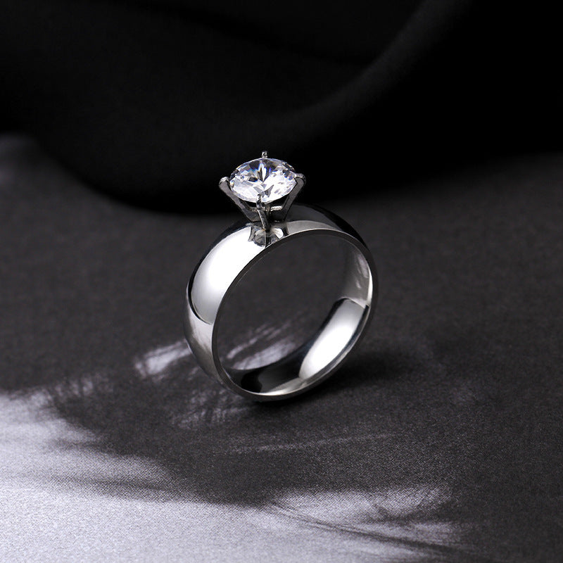 Simple Titanium Steel Glossy Comfortable Inside Outside Ring
