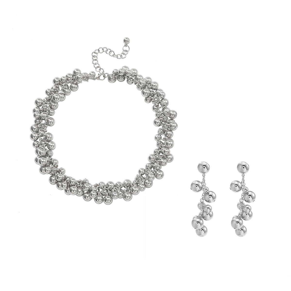 Women's Cool Style Personalized Sier Beaded Exaggerated For Niche Temperament Fashion Earrings