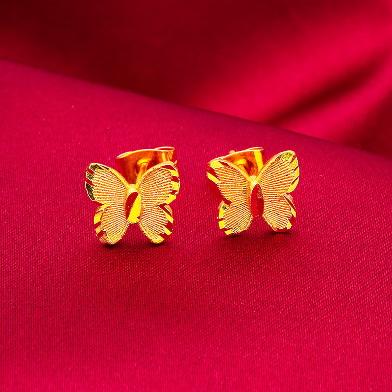 Boucles d'oreilles papillon en or pour femmes, Placer vietnamien, à la mode