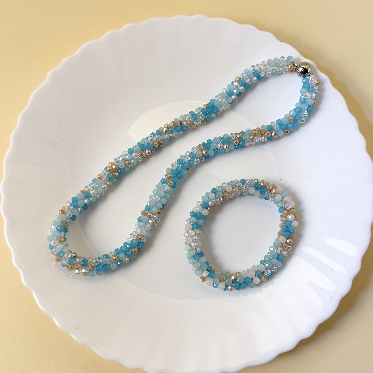 Colorful Crystal Suit Hand-woven Beads Fashion Jewelry Set