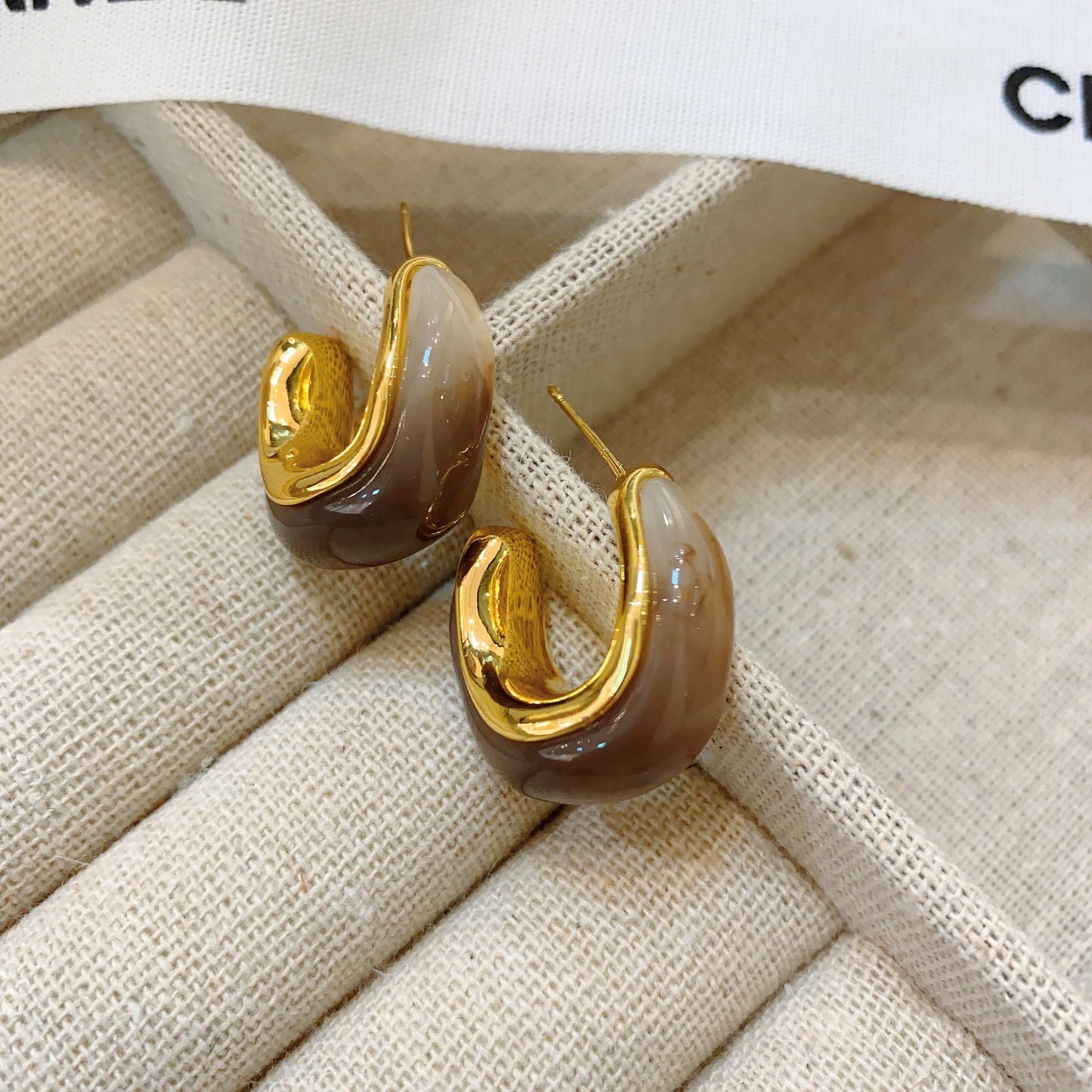 Women's Vintage Metallic Amber For Niche Temperament Korean Earrings