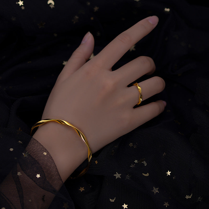 Strip Love Eternal Vietnam Placer Gold Open Bracelets