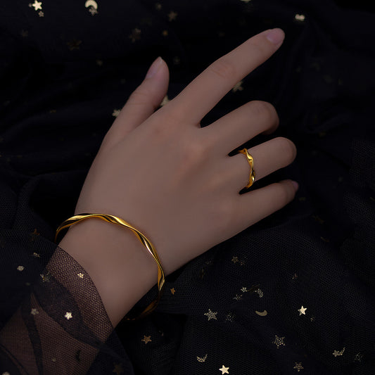 Strip Love Eternal Vietnam Placer Gold Open Bracelets