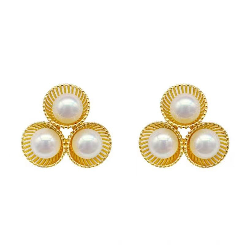 Retro Hollow Pearl Ear Cold Style Unique Earrings