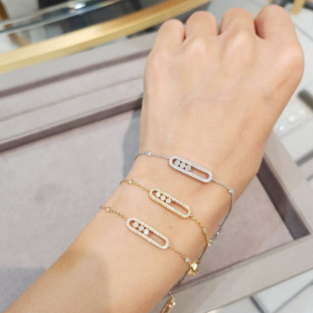 Light Luxury Diamond Three Mobile Female Sliding Geometric V Bracelet