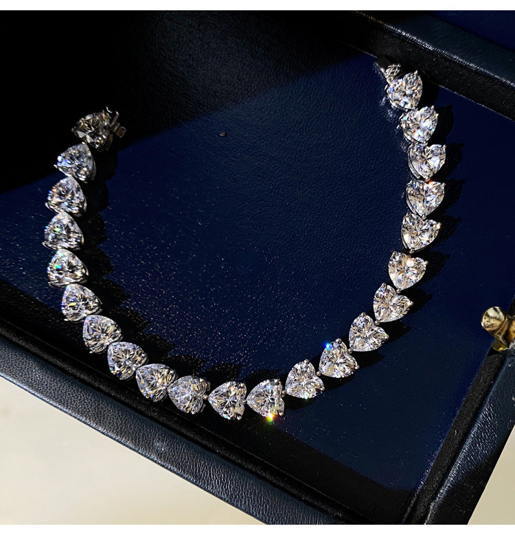 Moissanite Heart Female Design Simple Full Diamond Bracelets