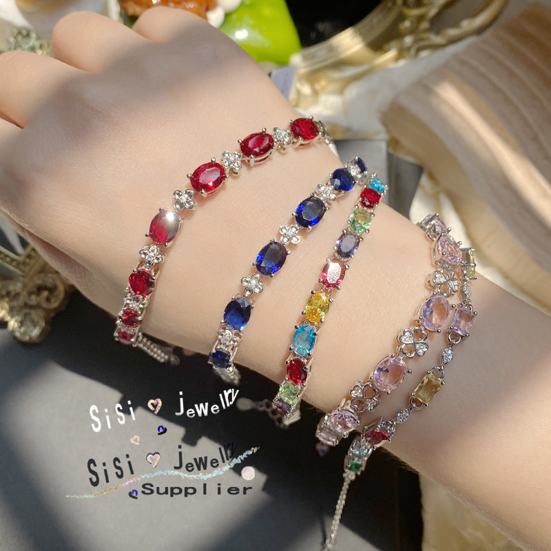 Bracelets lumineux d'intérêt spécial arc-en-ciel plaqué or en cristal bonbon pour femmes