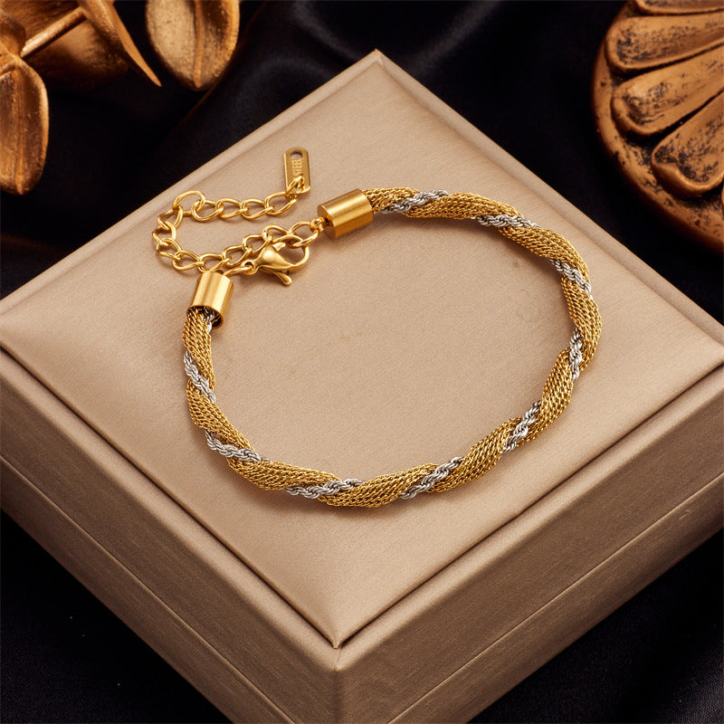 Women's Hand-woven Twist Chain Gold-plated Stainless Steel Jewelry Set