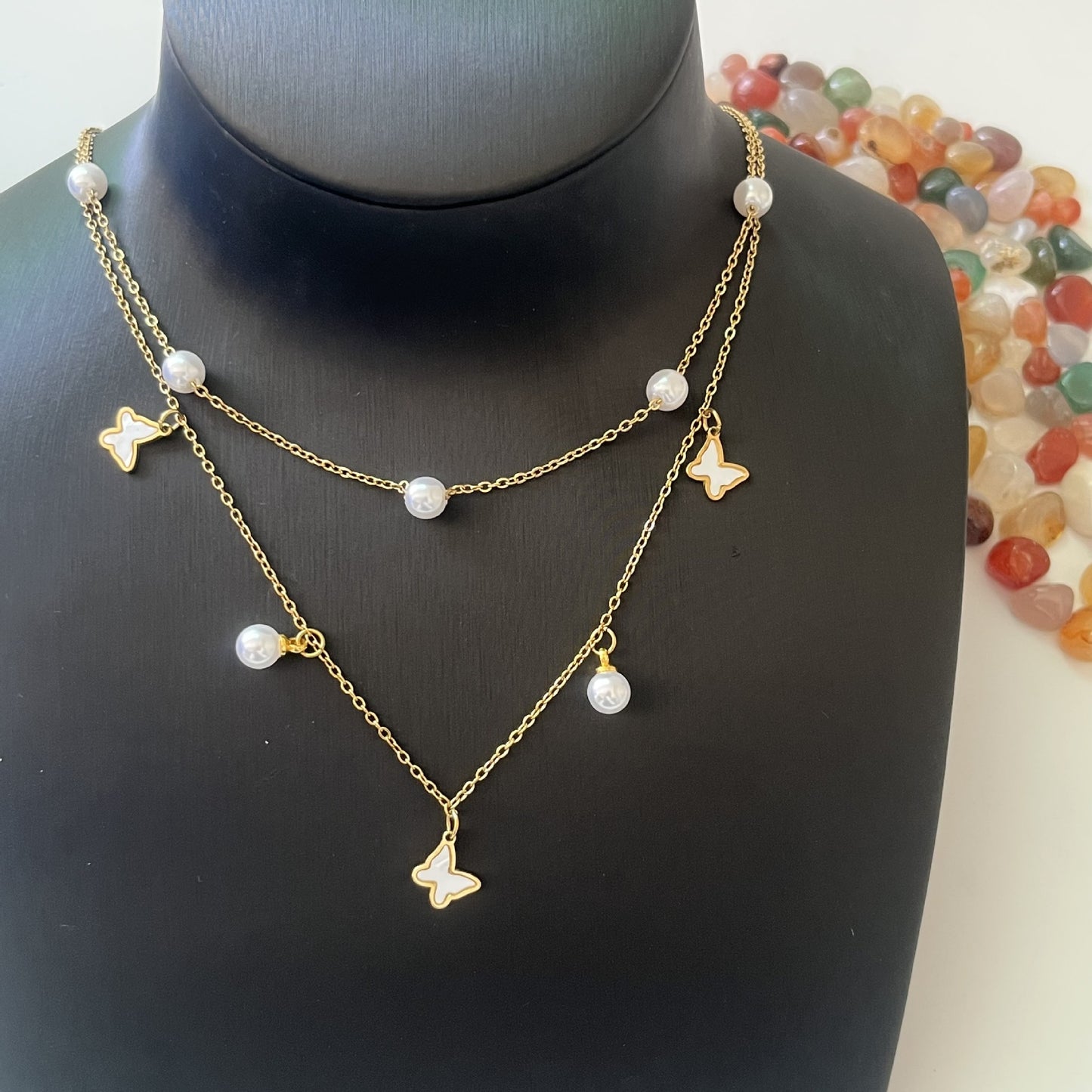 Women's Luxury Style Butterfly Pearl For Niche Design High-grade Necklaces