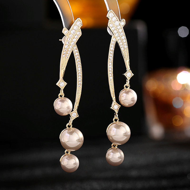 Elegant Design Eardrops High-grade Cross Line Earrings