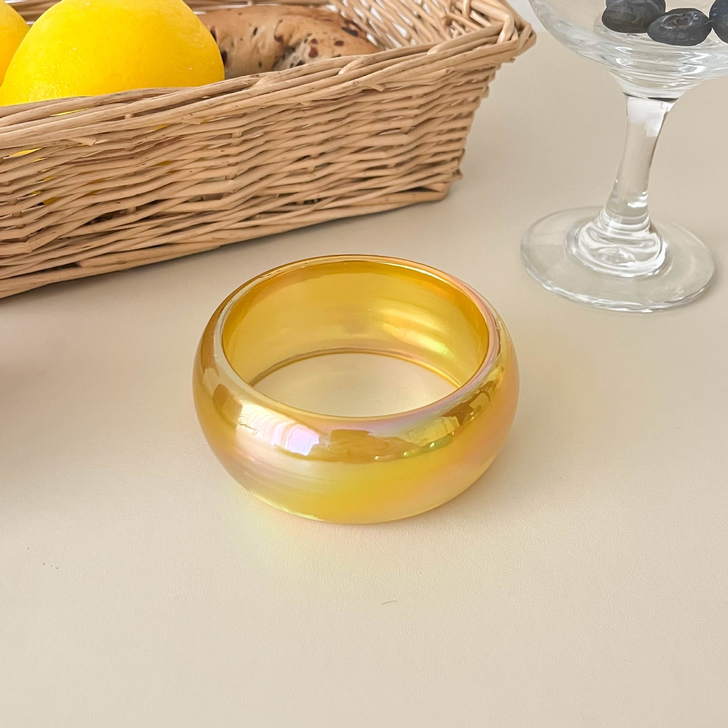 Magic Color Resin Wide Transparent Colorful Sweet Cool Style Niche Bracelet