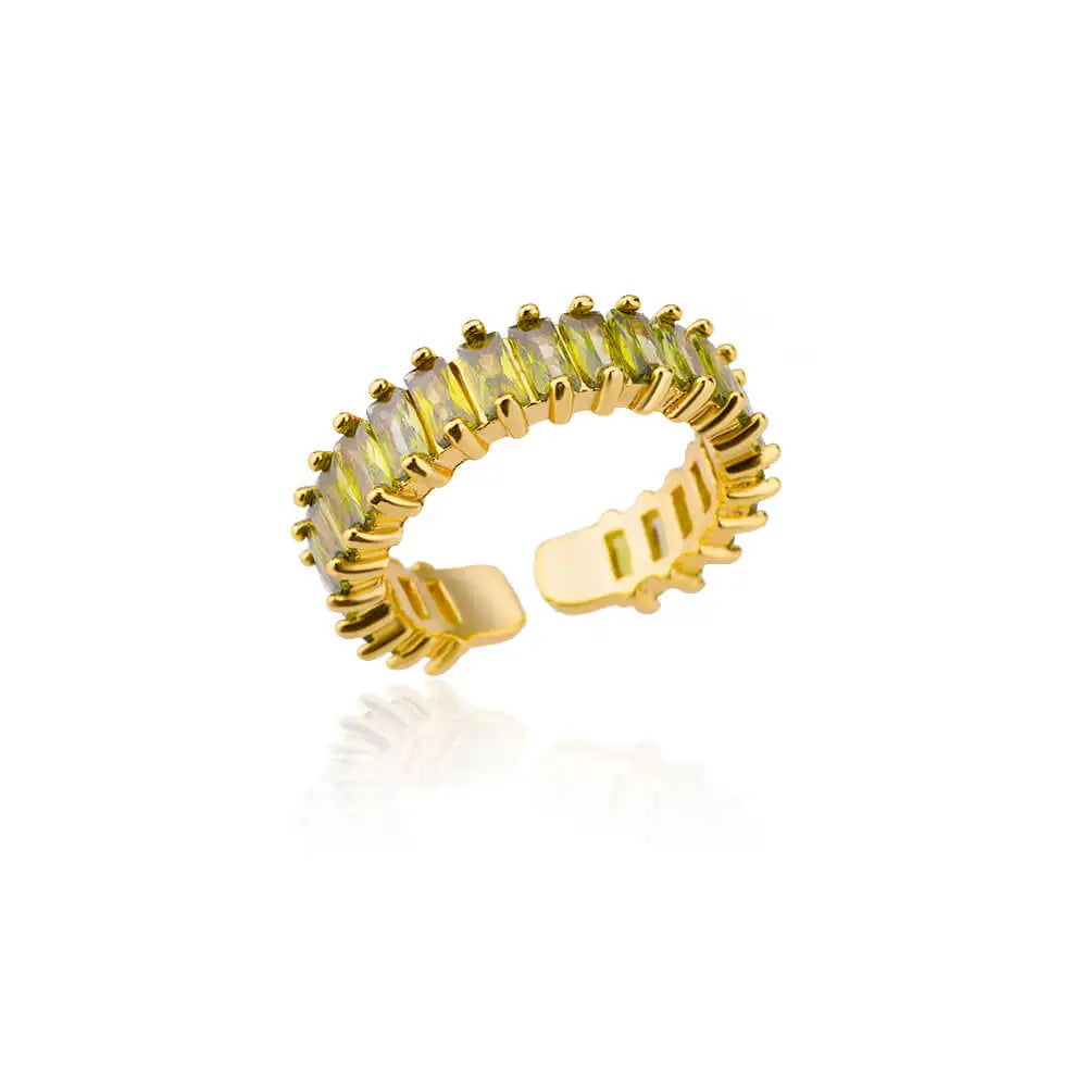 Women's Geometric Color Zircon Gold Personalized Simple Ring