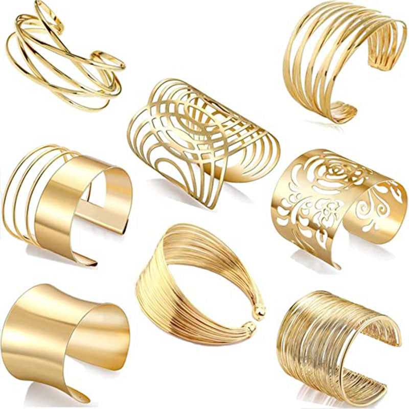 Exaggerated Metal Hollow Pattern Shape Iron Bracelet