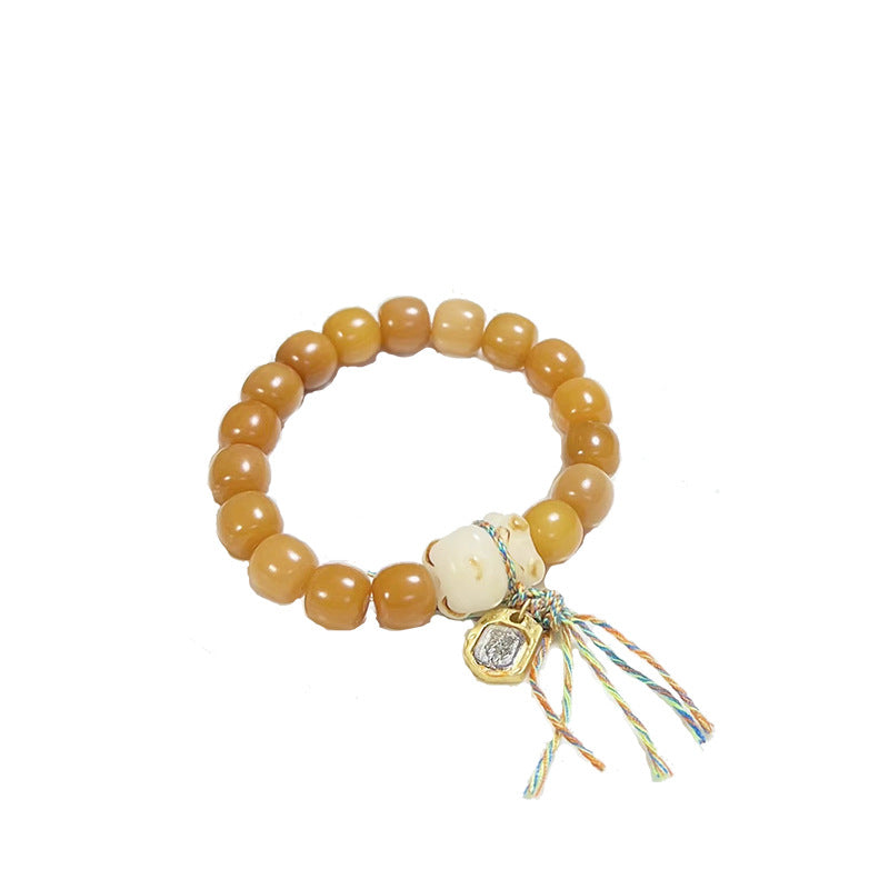 Bracelets de graines blanches naturelles de racine de Bodhi de charbon de bois pour femmes