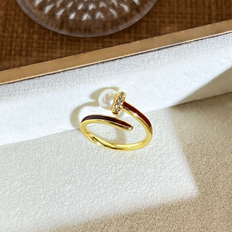 Leaf Flower Female Geometric Affordable Luxury Fashion White Ring