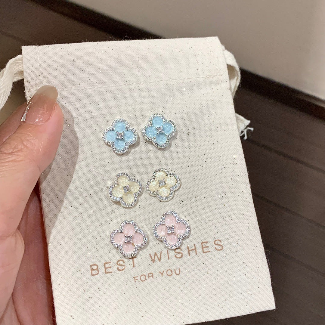 Women's Four Leaf Clover Ear Exquisite Small Versatile Daily Rings