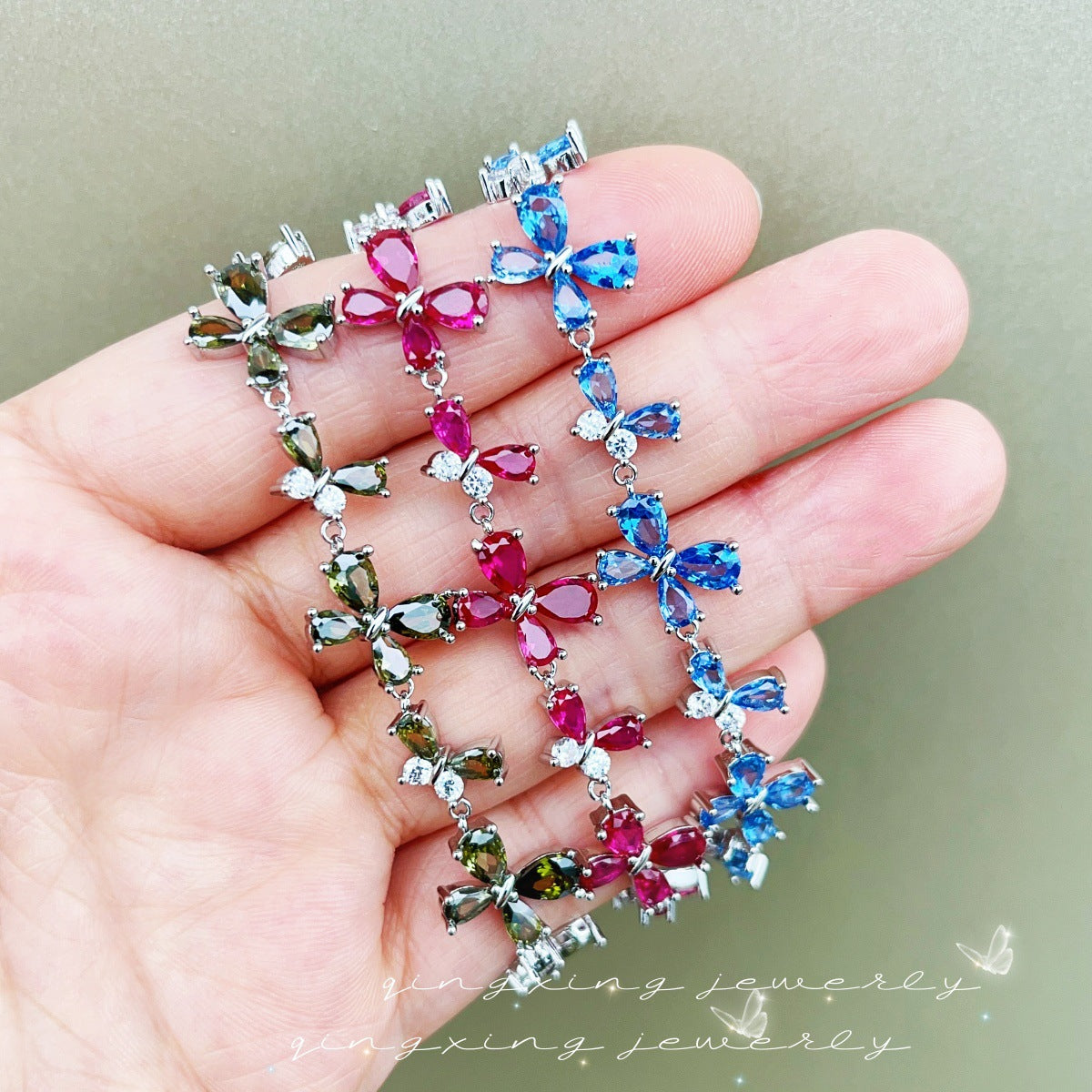 Style Fashionable Butterfly Olive Green Zircon Exquisite Light Luxury Red Bracelets
