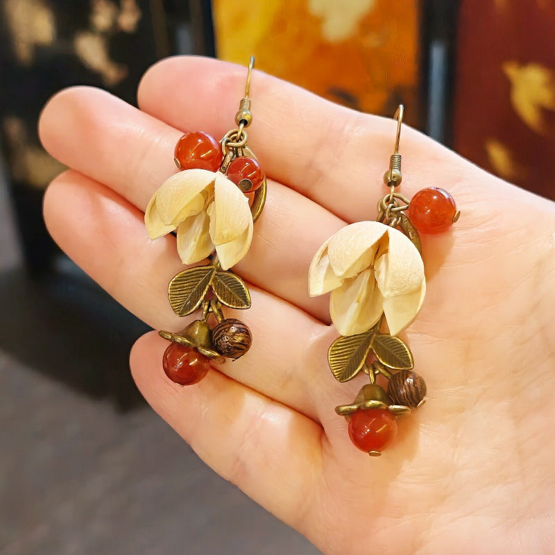 Handmade Plant Fruit Mori Style Chinese Hawthorn Artistic Rings
