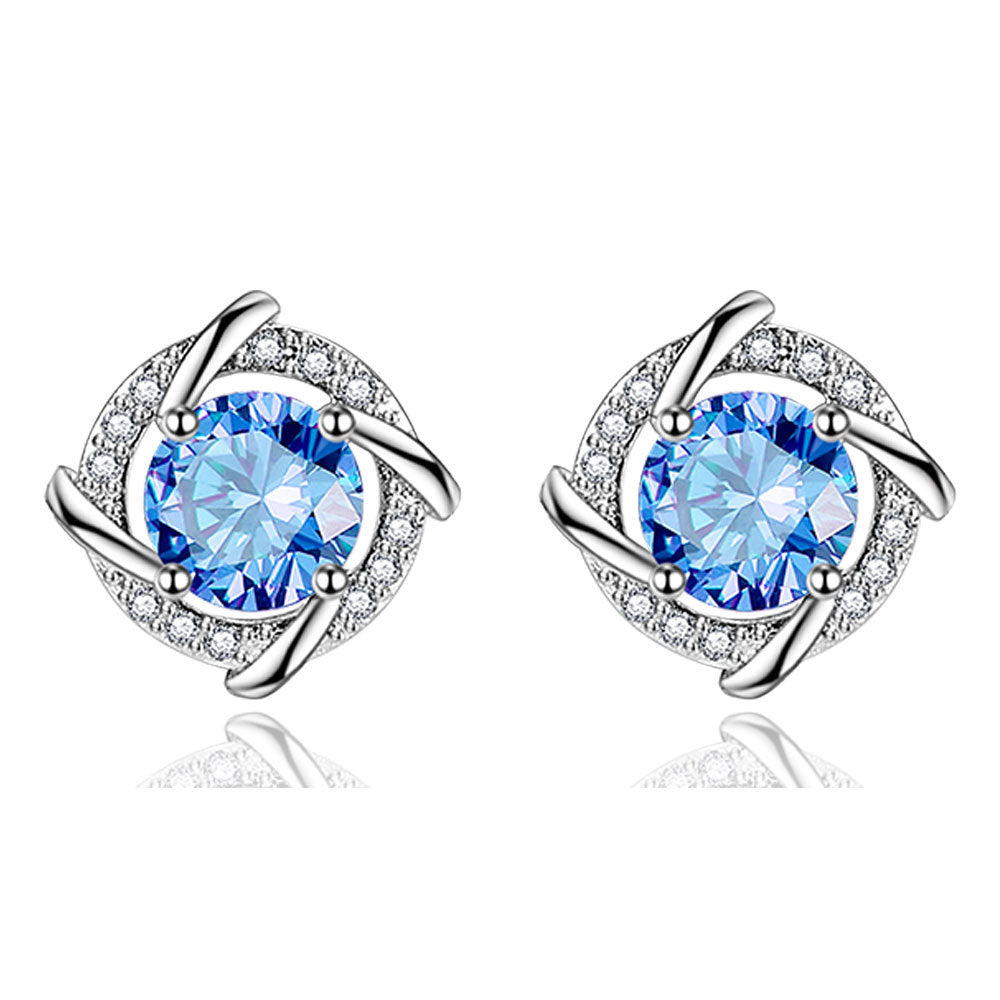 Women's Four-leaf Clover Ear Diamond Windmill Rotating Jewelry Set