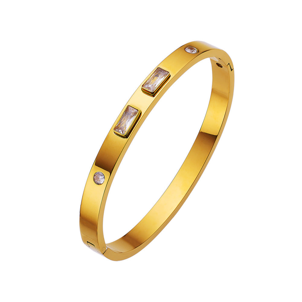Women's Pearl Titanium Steel High-grade Zircon Buckle Bracelet