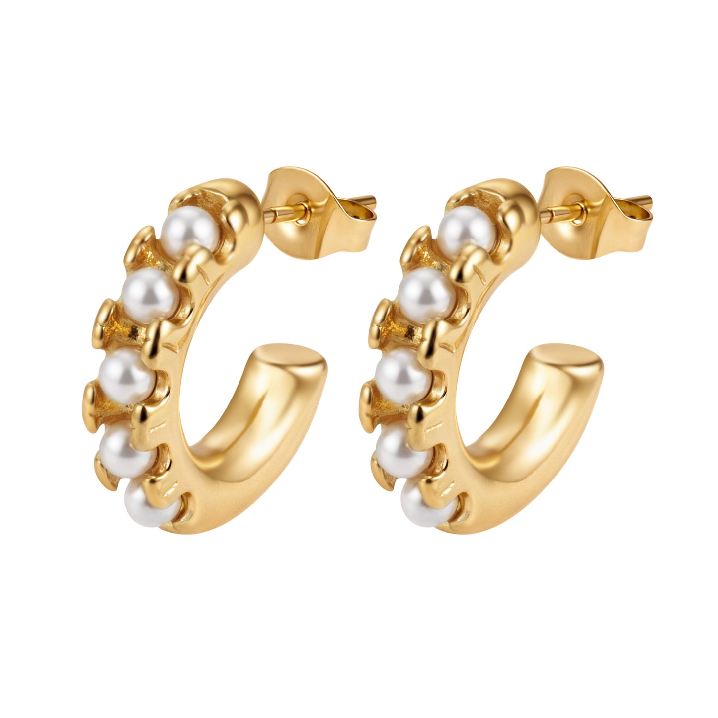 Women's Round Sticky Zircon Stainless Steel High-grade Versatile Earrings