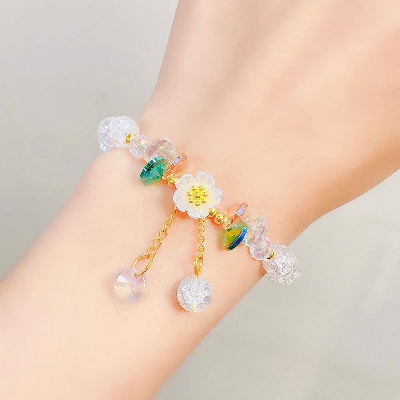 Bracelets de fleurs en cristal de dessin animé de princesse perlée pour enfants