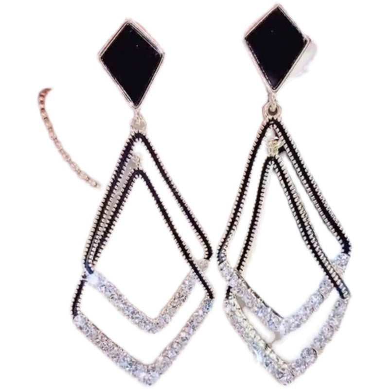 Sier Needle Retro High Sense Elegant Earrings