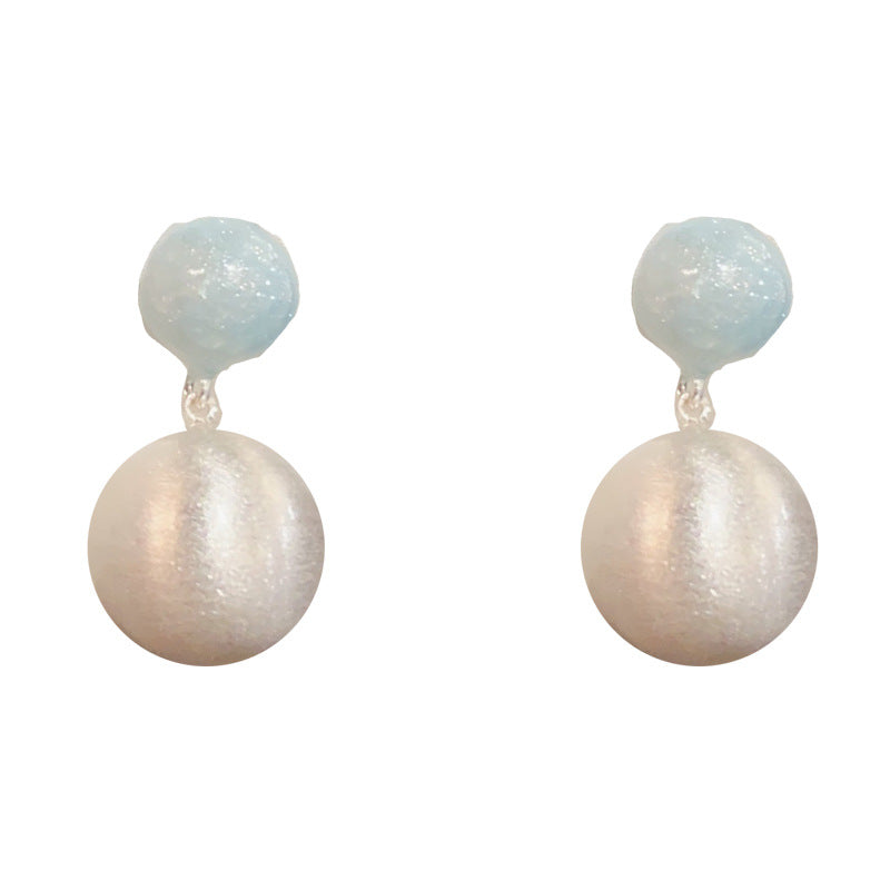 Women's Fashion Thick Sier Dripping Oil Metal Brushed Ball Eardrops Personality Earrings