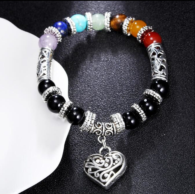 Women's Retro Simple Volcanic Rock Palm Eyes White-barked Bracelets