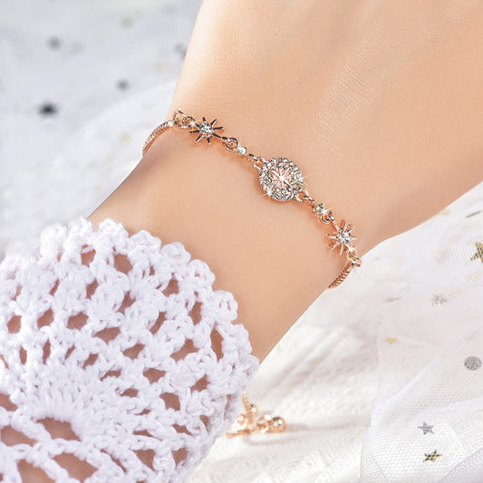 Women's Korean Style Fashionable Alloy White Inlaid Bracelets