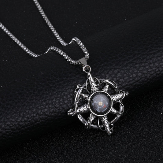 Men's Alloy Pendant Design Compass High-grade Trendy Necklaces