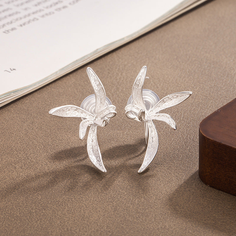 Magnolia Flower Ear Clip Chinese Style Light Luxury Minority Design Stud Earrings