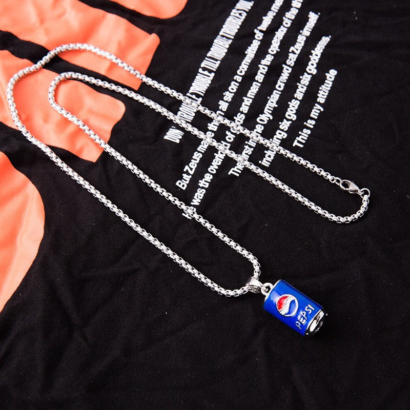 Women's & Men's Coke Bottle Titanium Steel Street Disco Necklaces