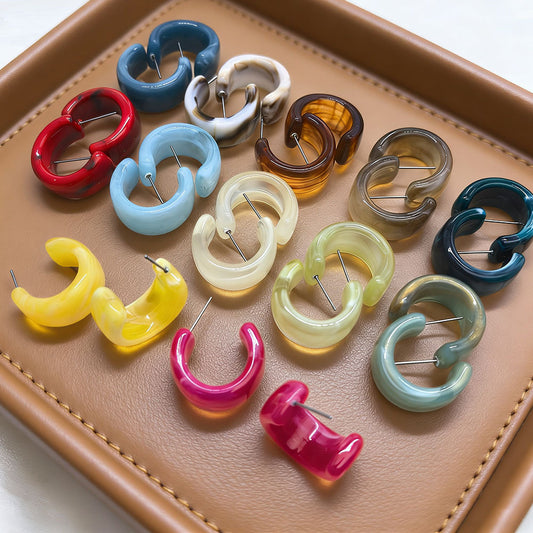 Dopamine Color Matching Trendy Female Resin Earrings