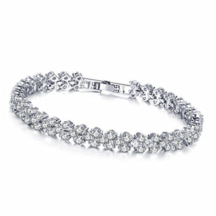 Roman Crystal Natural Zircon Full Diamond Bracelets