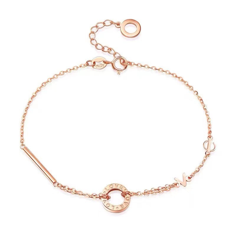 Ji Xi Lettre Cadeau Sterling Sier Bracelets en Or Rose