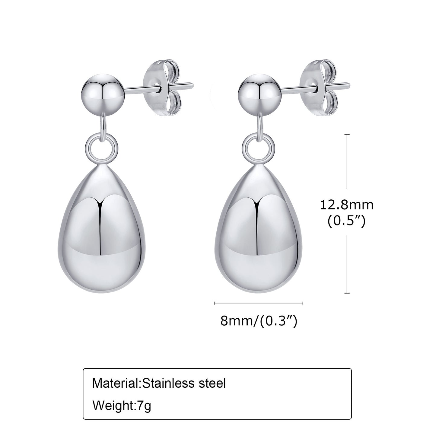 Women's Water Drop Stainless Steel Sier For Personalized Minority Stud Earrings