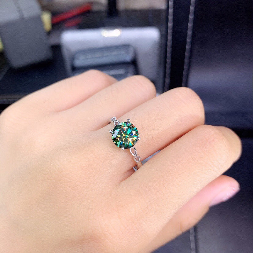 Simulation Blue Green Moissanite Open Female Rings