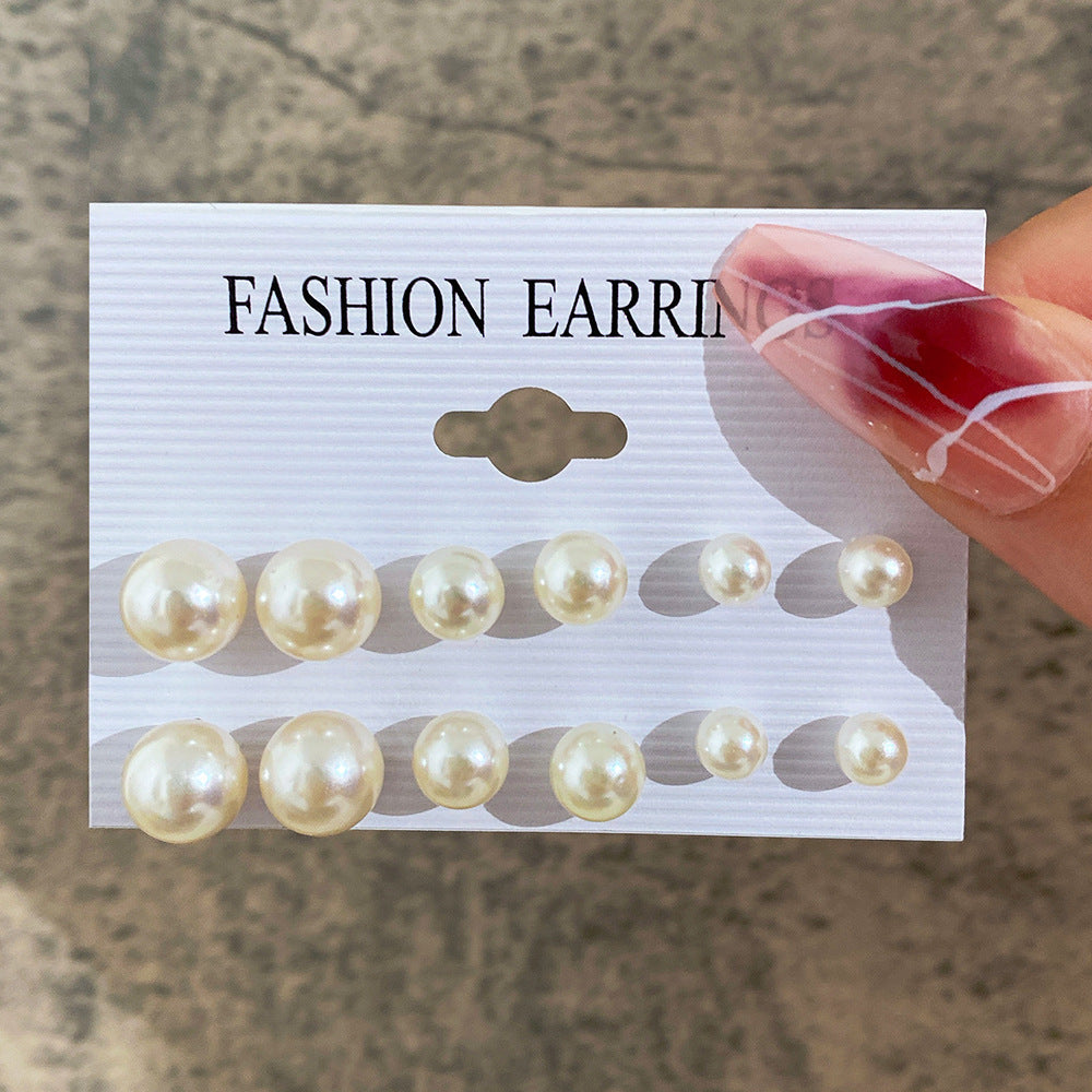 Big Small Size Pearl Pair Regimented Earrings