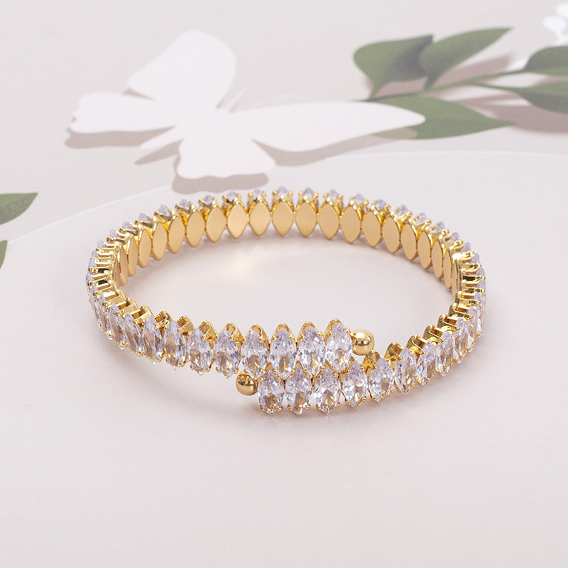 Women's Steel Zircon Stylish Opening Adjustable Titanium Bracelets
