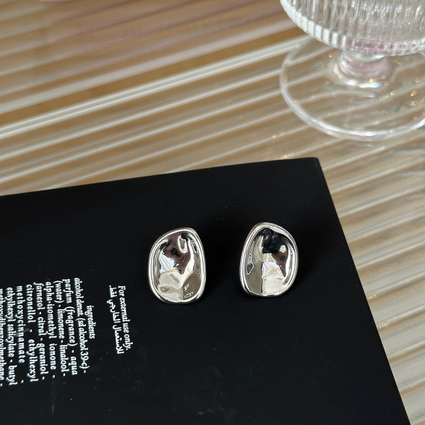 Boucles d'oreilles simples à géométrie métallique irrégulière, aiguille Sier pour femmes