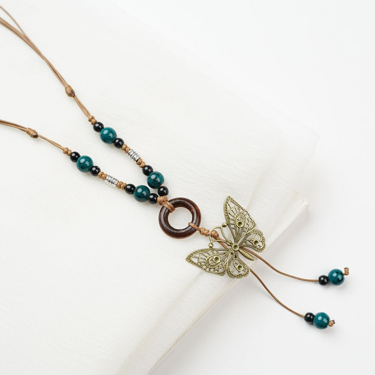 Peace Fu National Fashion Vintage Ceramic Female Longevity Necklaces
