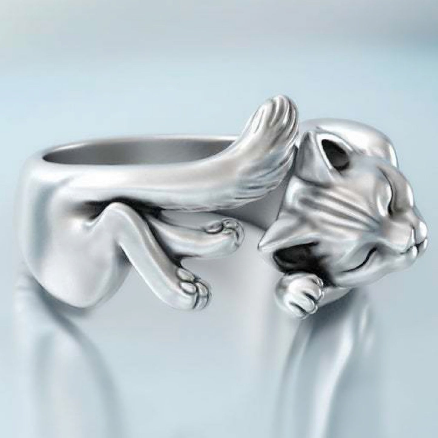 Creative Animal Kitty Open Plated Vintage Thai Rings