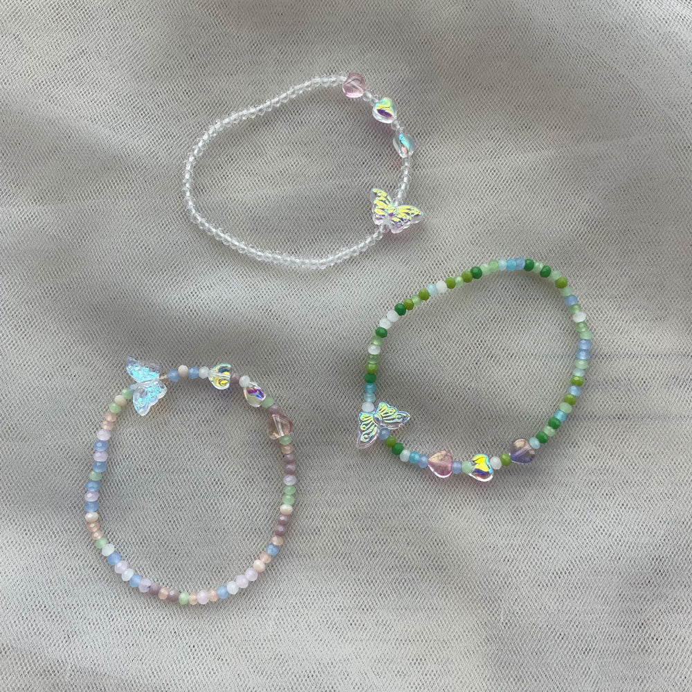 Bracelets de perles d'été en forme de cœur de papillon, jolis sauvages