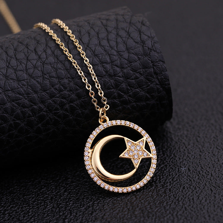 Moon Zircon Fashion Gold Plated Geometric Necklaces