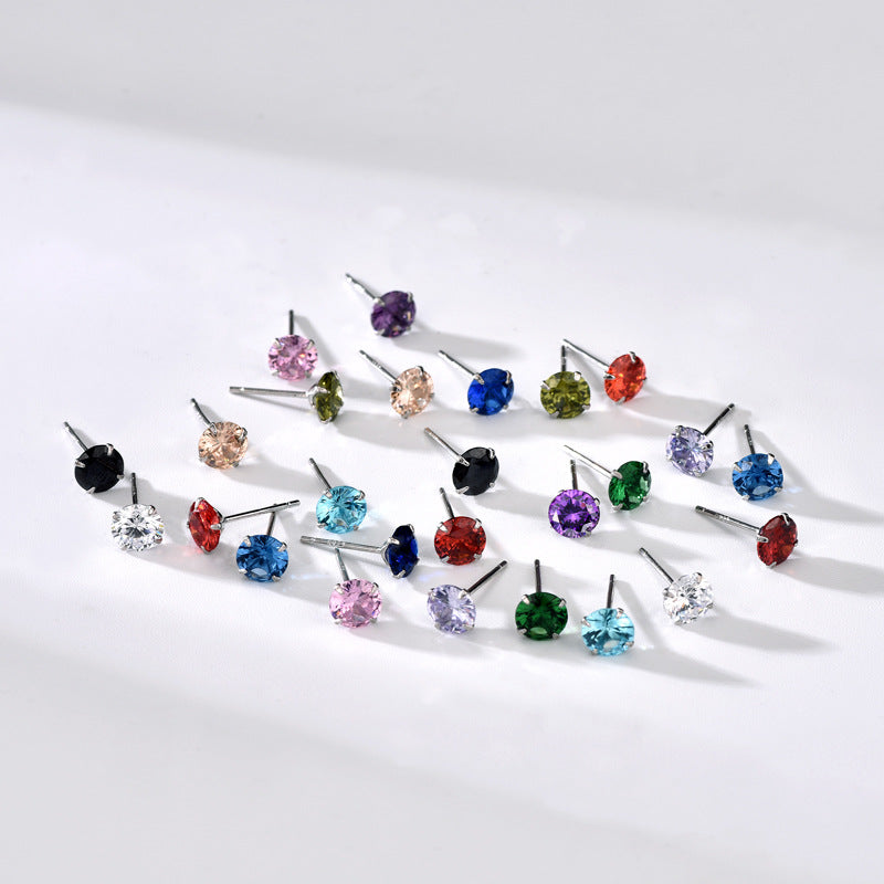 Fashion Zircon Twee Birthday Sier Sterling Earrings