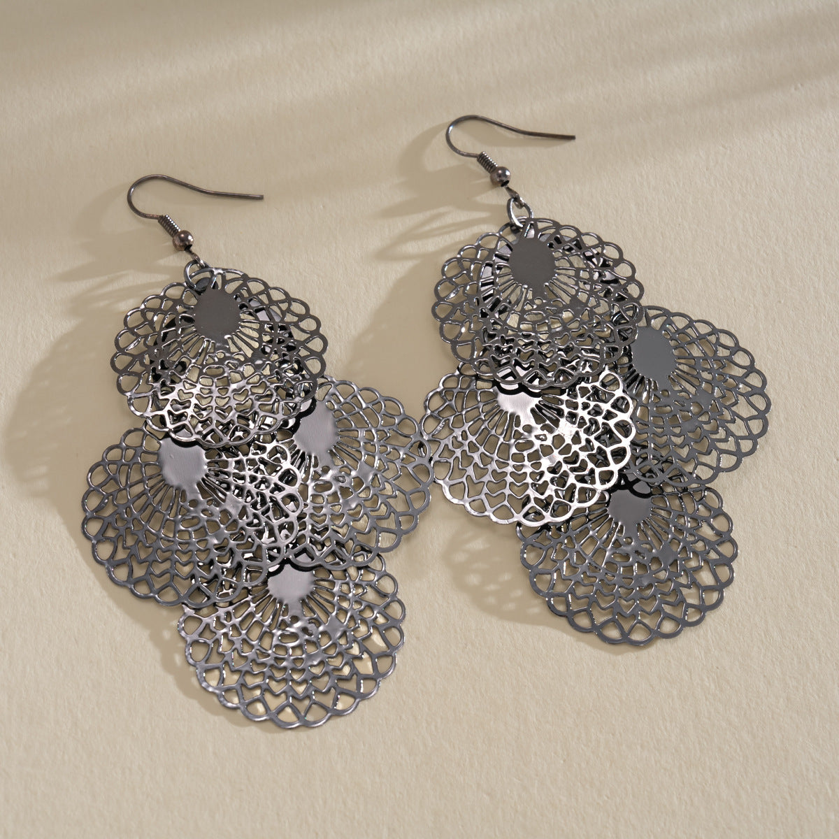 Sier Needle Matte Ear Hook Diamond Design Tassel Light Luxury Earrings