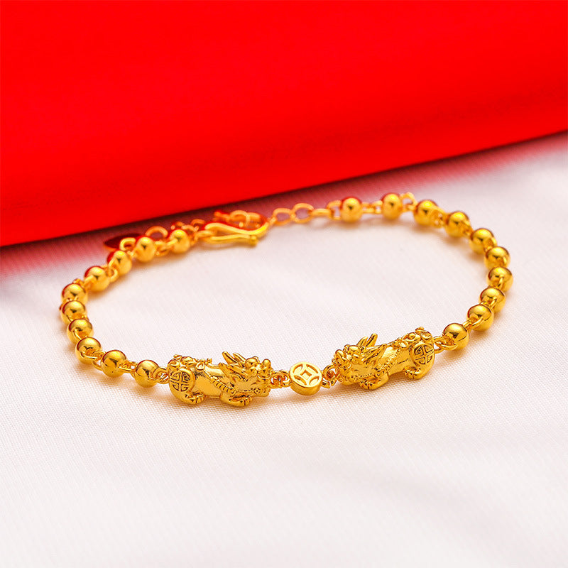 Double Chain Alluvial Gold Color Retention Bracelets