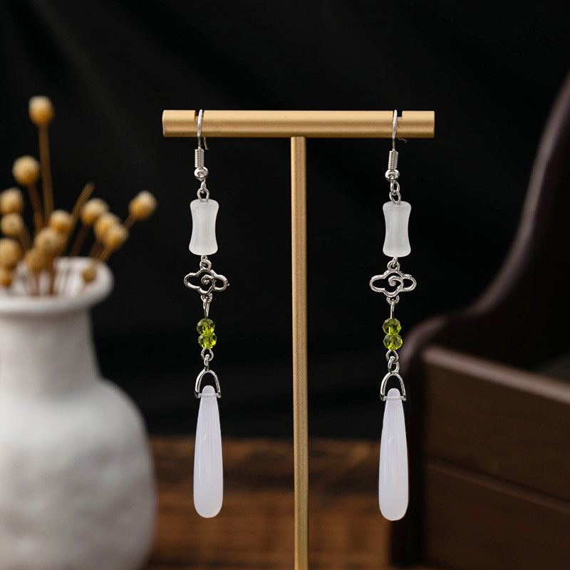 Selection Of Chinese Ancient Style Beaded Long Fringe National Hollow Earrings